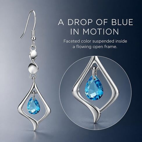 Gemstone Gold Plate 925 Sterling Silver Drop Earrings for women in Kuwait
