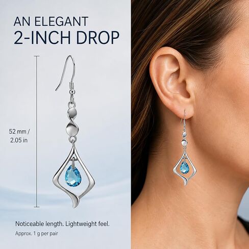 Gemstone Gold Plate 925 Sterling Silver Drop Earrings for women in Kuwait