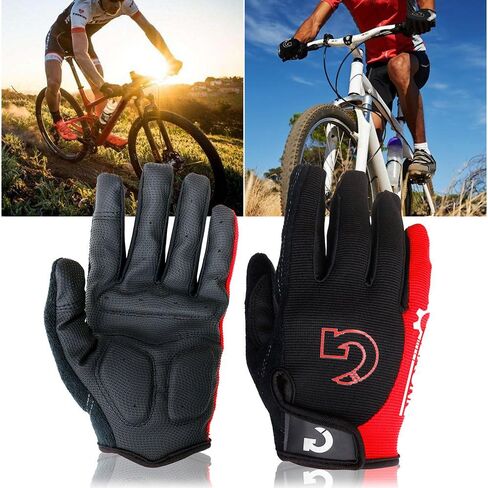 GEARONIC Cycling Gloves Anti-Slip Mountain Bike Gloves for Men Breathable Foam Padded Biking Gloves Shock Absorbing MTB Bicycle Gloves Full Finger Guantes in Kuwait