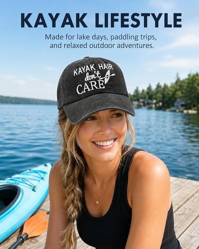 Waldeal Women's Kayak Hair Don't Care Hat, Denim Washed Adjustable Baseball Cap in Kuwait