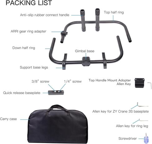 DF DIGITALFOTO Handheld Ring Grip,Dual Handlebar Ring with Gear Adapter Compatible with ZHIYUN Crane 3S Stabilizer/Ronin S Gimbal,Etc in Kuwait