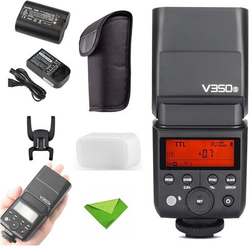 Godox V350S TTL Flash for Sony 2.4G GN36 1/8000s HSS 500 Full Power 0.1s-1.7s Recycle w/2000mAH Rechargeable Battery Speedlite for Sony A7RIII A7RII A7R A58 A99 ILCE6000L A77II RX10 A9 etc (V350-S) in Kuwait