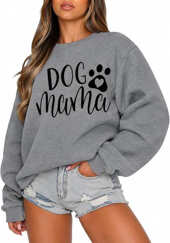 ALLTB Dog Mom Sweatshirt Women Dog Mama Shirt Pullover Cute Dog Sweater Long Sleeve Letter Print Tshirt Tops in Kuwait