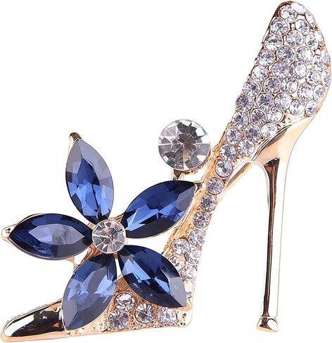 Reizteko Crystal High Heels Shoes Brooch Pins Jewelry Gift For Women Men (Silver-Toned White) in Kuwait