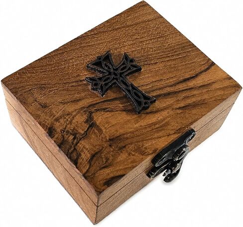 RK Collections Cross Rosary Box Made of Teak Wood,First Communion Jewelry Box,Trinket Box for Rosary Beads,Keepsakes,Small Jewelry and Mememtos in Kuwait