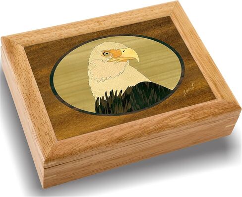 Wood Art Eagle Box - Handmade USA - Unmatched Quality - Unique, No Two are the Same - Original Work of Wood Art. A Eagle Gift, Ring, Trinket or Wood Jewelry Box (#2101 Eagle's Head 6x8x2) in Kuwait