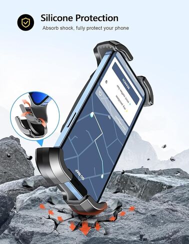 Viccux Motorcycle Phone Mount, Upgrade [Never Fall Off] [0 Shake] [3s Put & Take] Bike Phone Mount, 360° Rotatable Phone Holder for Motorcycle Bike Bicycle Scooter, Compatible with Cellphones 4.7-6.8" in Kuwait