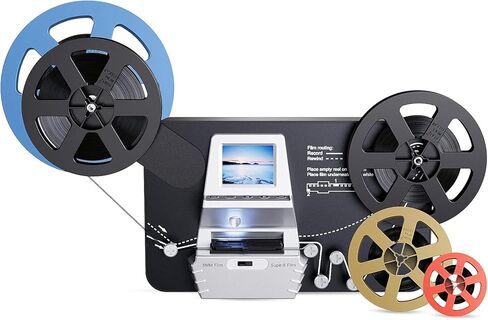 8mm & Super 8 Film to Digital Converter, Film Scanner Digitizer with 2.4" Screen, Convert 3" 5" 7" 9" Reels into 1080P Digital MP4 Files,Sharing & Saving on 32GB SD Card in Kuwait