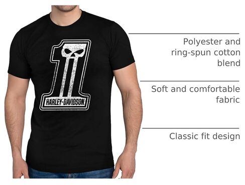 Harley-Davidson Men's Dark Trait Poly-Blend Short Sleeve Crew T-Shirt - Black in Kuwait