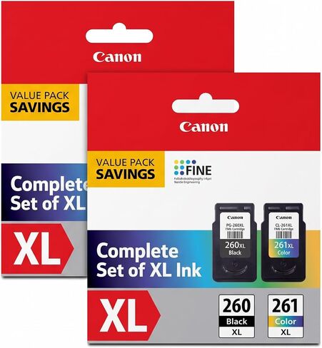Canon PG-260 XL/CL-261 XL Value Pack, Compatible to TR7020, TS6420, and TS5320 Printers, Multi, Once Size (3706C005) in Kuwait