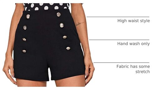 SweatyRocks Women's Casual High Waisted Shorts Pants Front Button Retro Vintage Shorts in Kuwait