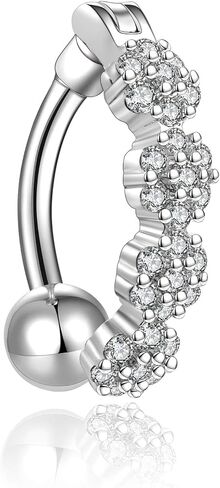 CANDYFANCY Reverse Belly Button Rings Surgical Steel 14G CZ Navel Ring For Women Men Belly Piercings Jewelry in Kuwait