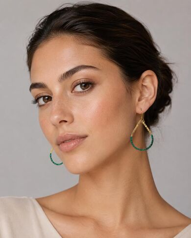 Handmade Boho Open Teardrop Gold Patina Earrings for Women in Kuwait