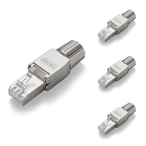 VCELINK RJ45 Cat6A Connectors Tool-Free Reusable Shielded Ethernet Termination Plugs for 23AWG SFTP UTP Cable, 10G Easy Internet Plug, Fast Field Installation 24 Pack in Kuwait