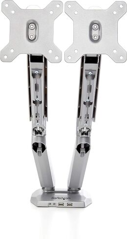 StarTech.com Desk Mount Dual Monitor Arm - Adjustable - Supports Monitors 12" to 30" - Full Motion VESA Mount Double Monitor Arm - Desk Clamp - Black (ARMSLIMDUO) in Kuwait
