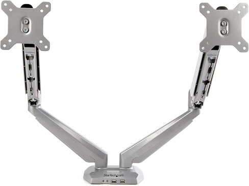 StarTech.com Desk Mount Dual Monitor Arm - Adjustable - Supports Monitors 12" to 30" - Full Motion VESA Mount Double Monitor Arm - Desk Clamp - Black (ARMSLIMDUO) in Kuwait