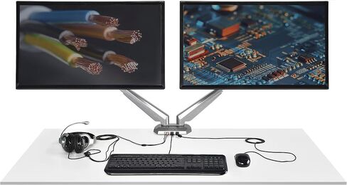 StarTech.com Desk Mount Dual Monitor Arm - Adjustable - Supports Monitors 12" to 30" - Full Motion VESA Mount Double Monitor Arm - Desk Clamp - Black (ARMSLIMDUO) in Kuwait