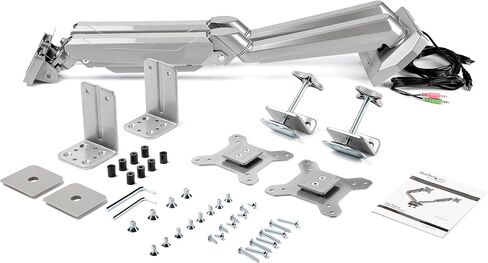 StarTech.com Desk Mount Dual Monitor Arm - Adjustable - Supports Monitors 12" to 30" - Full Motion VESA Mount Double Monitor Arm - Desk Clamp - Black (ARMSLIMDUO) in Kuwait