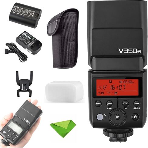 فلاش Godox V350O TTL لأوليمبوس باناسونيك GN36 1/8000s HSS فلاش الكاميرا مع بطارية 2000 مللي أمبير في الساعة 500 مرة فلاش كامل الطاقة 0.1 ثانية - 1.7 ثانية وقت إعادة التدوير لكاميرا أوليمبوس باناسونيك (V350-O) in Kuwait
