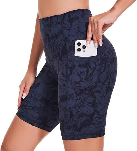 iniber Women's Biker Shorts with Pockets High Waist Workout Yoga Soft Spandex Athletic Bicycle Leggings Shorts for Running in Kuwait