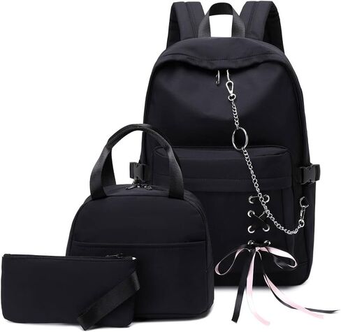 Girl Laptop Backpack Set with Lunch Bag and Pencil Purse Black Chain in Kuwait