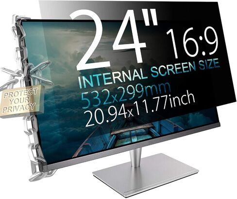 MAYAMANG 24" (16:9 Aspect Ratio) Privacy Screen Protector for Widescreen Computer Monitor - 20.94x11.77 inch/532x299 mm - Privacy Filter Display Filter Film - We Offer 2 Different 24" Filter Sizes in Kuwait