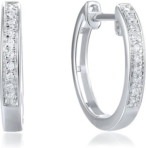 Santuzza 10K Solid Gold Genuine Diamond Dainty Huggie Hoop Earrings for Women in Kuwait