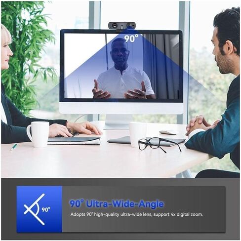 ROCWARE Webcam with Microphone, RC15 1080P Computer Camera for PC 30pfs with 110°FOV/Privacy Cover/Low Light Correction,USB Web Cam for Zoom/Skype/Teams/Conference/Video Calling/Meeting in Kuwait