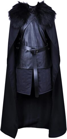 ALIZIWAY Jon Snow Cosplay Costume with Coat Black Cape Cloak Halloween Knights Watch Outfit for Men in Kuwait