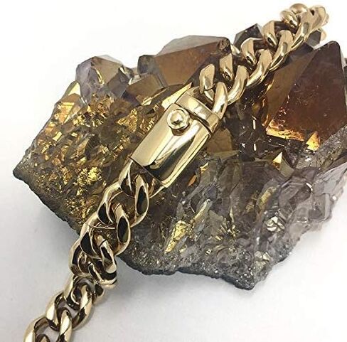 11MM Gold Cuban Chain Necklace for Men Women 14K Real Gold Plated Diamond Cut. 14Kt Hip Hop Chain in Kuwait