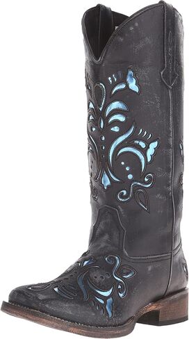 ROPER Women's Belle Metallic Square Toe Western Cowboy Mid Calf Boots in Kuwait