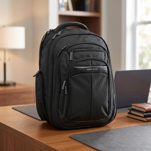 Perry Ellis M140 Business Laptop Backpack, Black, One Size in Kuwait