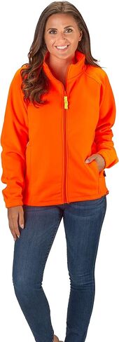 TrailCrest Womens Semi-Fitted Blaze Orange Full Zip 12 Oz. Fleece Jacket in Kuwait