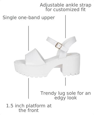 Kassie Daniela ~ CHECA ~ Women Open Toe Single One Band Lug sole Block Heel Sandals with Adjustable Ankle Strap Platform in Kuwait