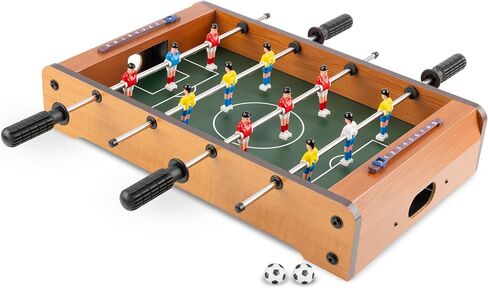 Tabletop Foosball Table- Portable Mini Table Football / Soccer Game Set with Two Balls and Score Keeper for Adults and Kids by Hey! Play!, Tan/Green in Kuwait
