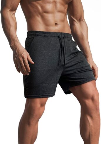 Lehmanlin Men's Bodybuilding Shorts 3/5 Inch Inseam Workout Training Muscle Short Shorts Stretch Quick Dry in Kuwait