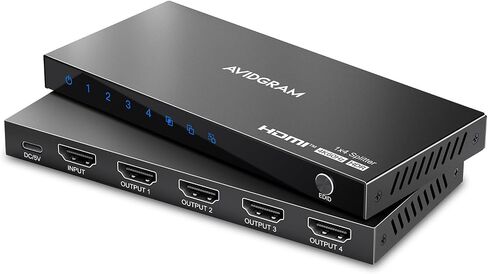 HDMI Splitter 1 in 2 Out 4K 60Hz 4:4:4, AVIDGRAM HDMI 2 Port Splitter with Copy, Downscaler, and Auto Mode for Dual Identical Display Support 1080p 120Hz HDR10, Compatible with Xbox, PS4 Pro, PS5 in Kuwait