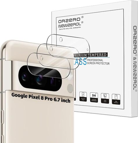 Orzero (3 Pack) Compatible for Google Pixel 8 Pro Camera Lens Protector, Tempered Glass 2.5D Arc Edges 9H High Definition Anti-Scratch Bubble-Free (Lifetime Replacement) in Kuwait