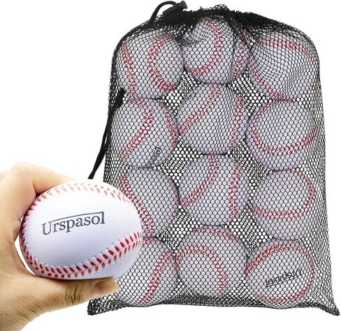 Urspasol Foam Baseballs Soft Baseballs 12 Pack with Mesh Bag for Youth Teenager Players Training Ball Sporting Batting Ball Safety Hitting and Fielding Indoor Outdoor Play White in Kuwait