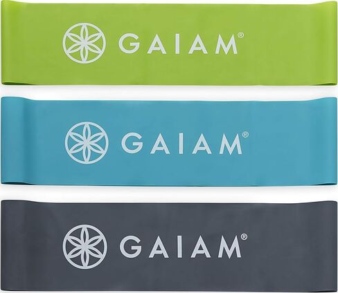 Gaiam Restore Mini Band Kit, Set of 3, Light, Medium, Heavy Lower Body Loop Resistance Bands for Legs and Booty Exercises & Workouts, 12" x 2" Bands in Kuwait