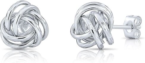 14k Gold Diamond-Cut Love Knot 9mm Stud Earrings- Push back in Kuwait