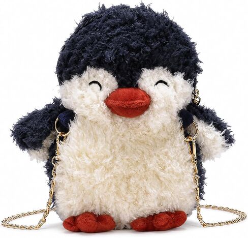 QZUnique Plush Penguin Purse for Women Fluffy Novelty Handbag Kawaii Crossbody Shoulder Bag Chain Wallet Sheep Chick Bear in Kuwait