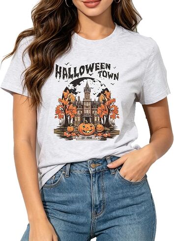 Ykomow Halloween Pumpkin Shirt Womens Funny Halloweentown University Graphic Tees in Kuwait