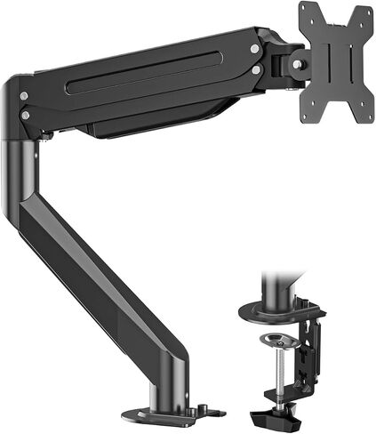 Suptek Single Monitor Gas Spring Desk Mount, Heavy Duty Monitor Arm for Ultrawide Screen up to 32 inch, 22 lbs. Fully Adjustable, Mounting Holes 75 and 100 (MD18), Black in Kuwait