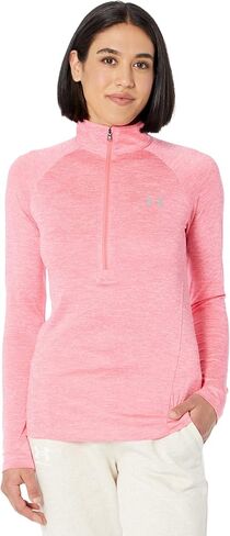 Under Armour Women's Standard Tech Twist ½ Zip Long-Sleeve Pullover, (743) Lime Yellow/White/Metallic Silver, X-Small in Kuwait