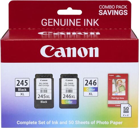 Canon PG-245XL/CL-246XL Ink/Photo Paper Pack, Compatible to MX490, MX492, MG2522, MG3020,MG2920,MG2924,iP2820,MG2525 and MG2420 in Kuwait