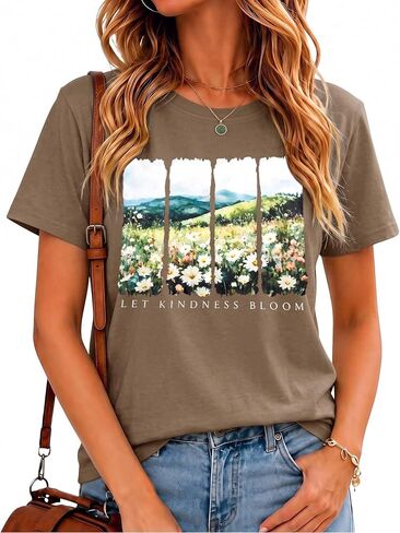 KIDDAD Kindness Matters Shirt Women Boho Floral Graphic Be Kind Tee Short Sleeve Inspirational Teacher Tops in Kuwait