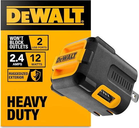 DEWALT 2-Port USB Wall Charger — NeverBlock Worksite Charger — Dual 5V 2.1A Power AC Adapter — Fast Charging Block Cube for iPhone 14 and Android in Kuwait