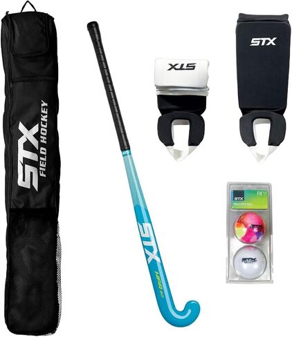 STX Field Hockey Start Pack - Junior with Stick, Shin Guards, Bag & Balls, Black/Teal in Kuwait