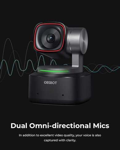 OBSBOT Tiny 2 Webcam 4K التحكم الصوتي PTZ، تتبع الذكاء الاصطناعي متعدد الأوضاع والتركيز التلقائي، كاميرا ويب مع مستشعر 1/1.5 بوصة، التحكم بالإيماءات، 60 إطارًا في الثانية، تصحيح ضوء HDR، كاميرا ويب للكمبيوتر الشخصي، البث، الاجتماعات، إلخ. in Kuwait